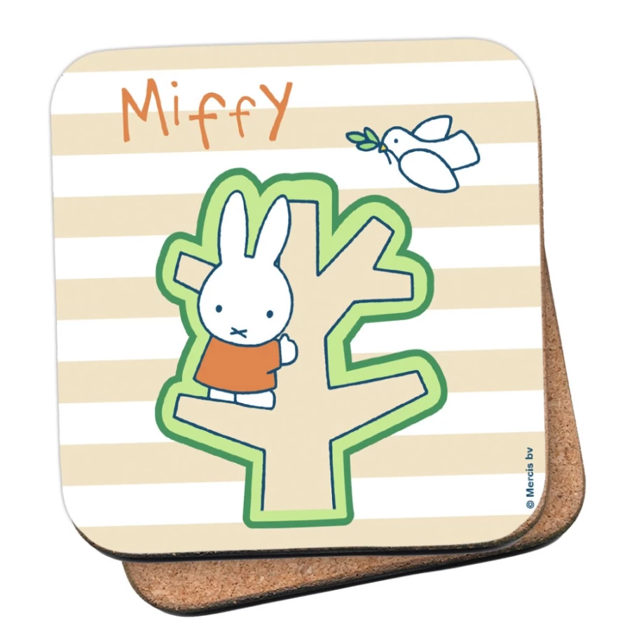 MIFFY Cork Coaster Set - Cute Bunny Tree Design Drink Coasters for Home Decor