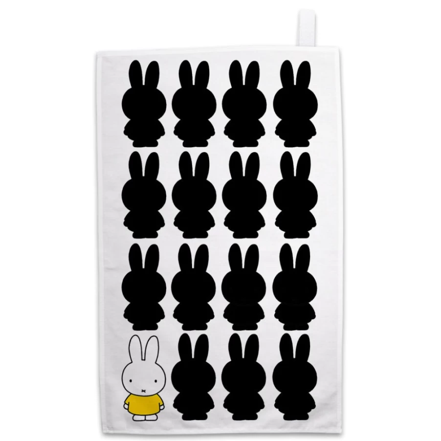 MIFFY Official Miffy Silhouette Design Premium Cotton Tea Towel for Kitchen and Decor