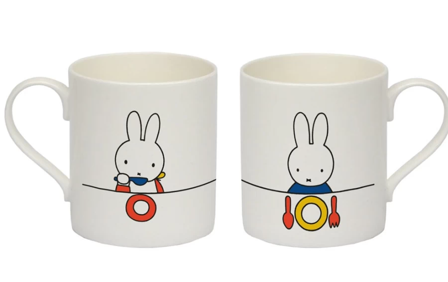 MIFFY Bone China Mug with Cute Eating Design - Collectible Ceramic Cup for Tea and Coffee