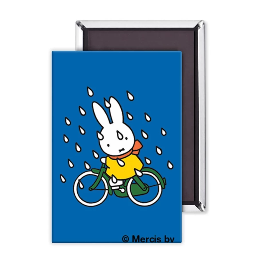 MIFFY Riding Bike in Rain - Collectible Enamel Magnet
