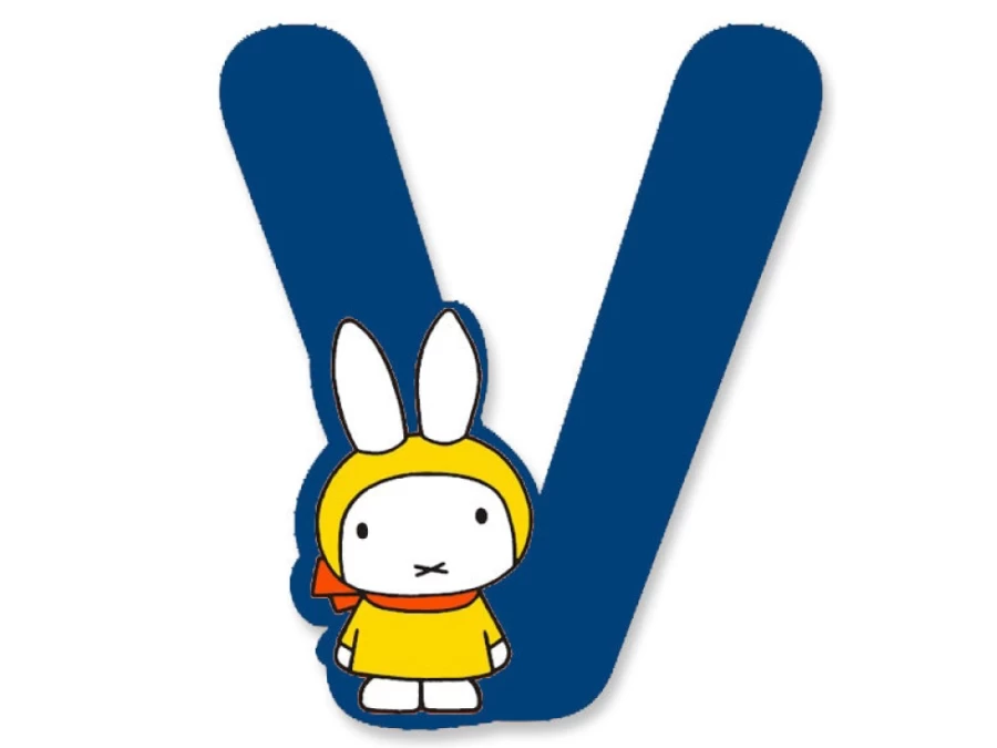 MIFFY Wooden Letter V (Blue) - A to Z Alphabet Decorative Nursery Decor