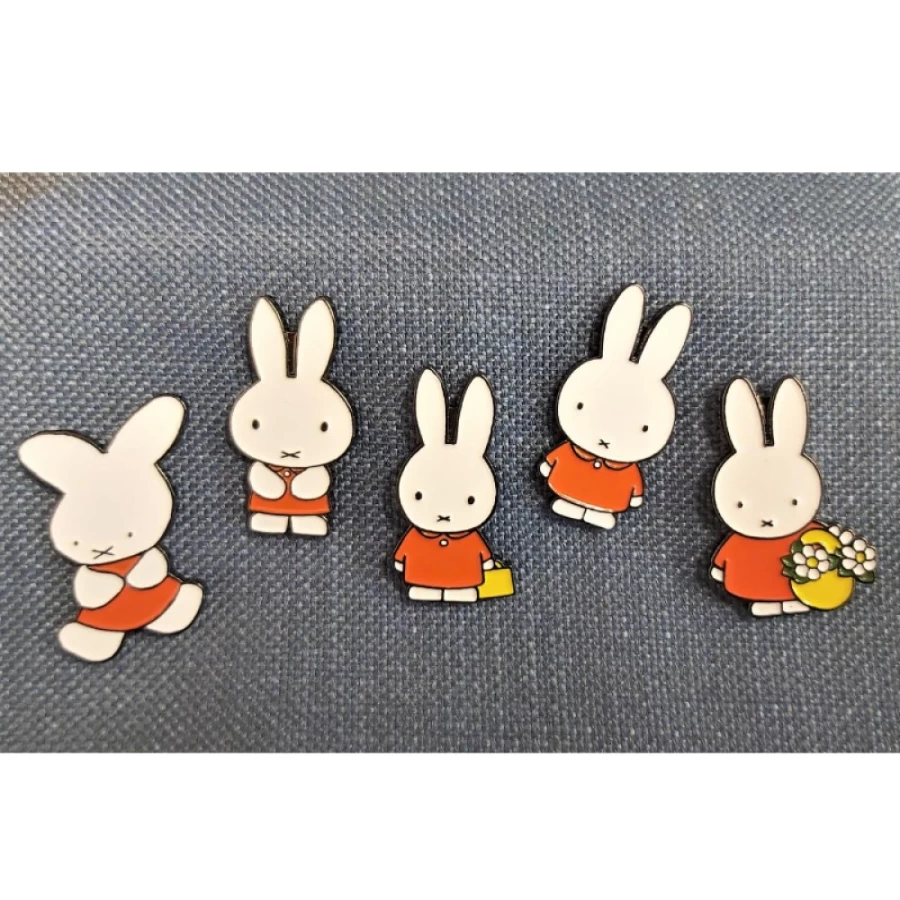 "MIFFY 65th Anniversary Limited Edition Enamel Pin Set - Collectible Miffy Evolution 5-Pin Series"