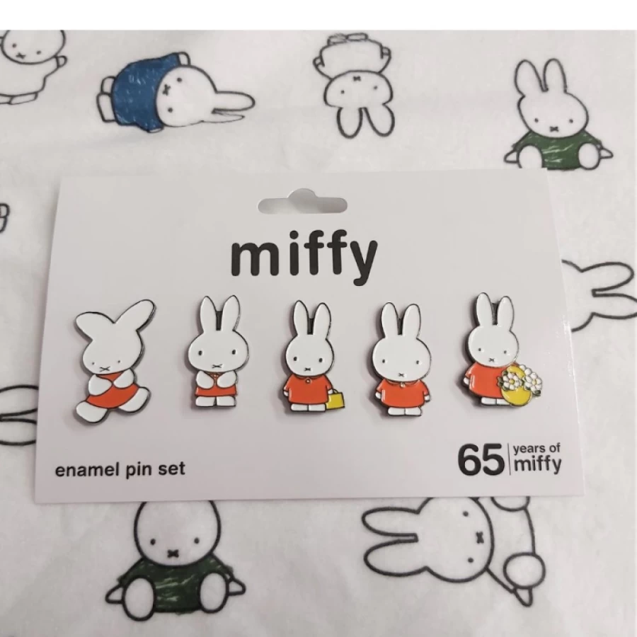 "MIFFY 65th Anniversary Limited Edition Enamel Pin Set - Collectible Miffy Evolution 5-Pin Series"