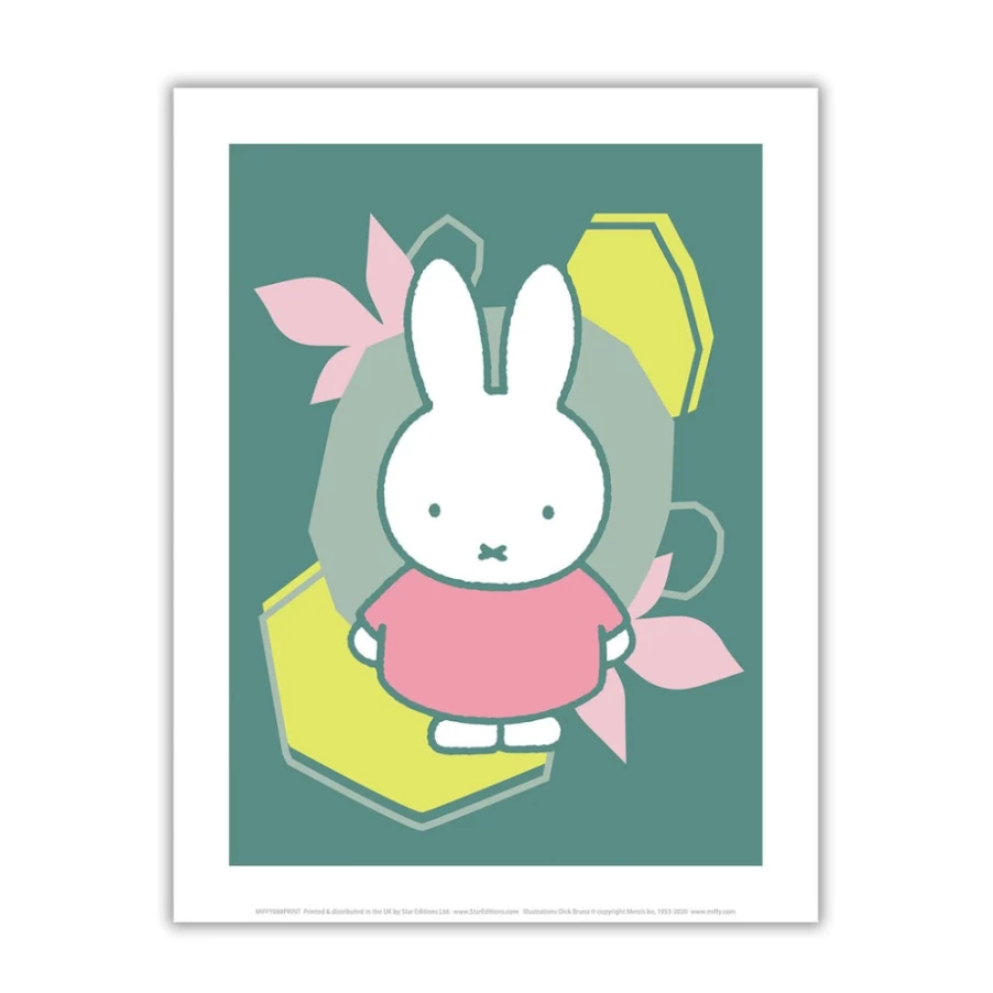 MIFFY Pink Floral Mini Poster - Cute Bunny Miffy Dress Art Print