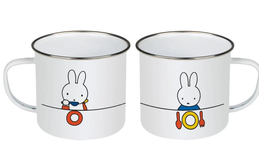MIFFY Enamel Mug with Cute Eating Design - Durable & Stylish Coffee Cup