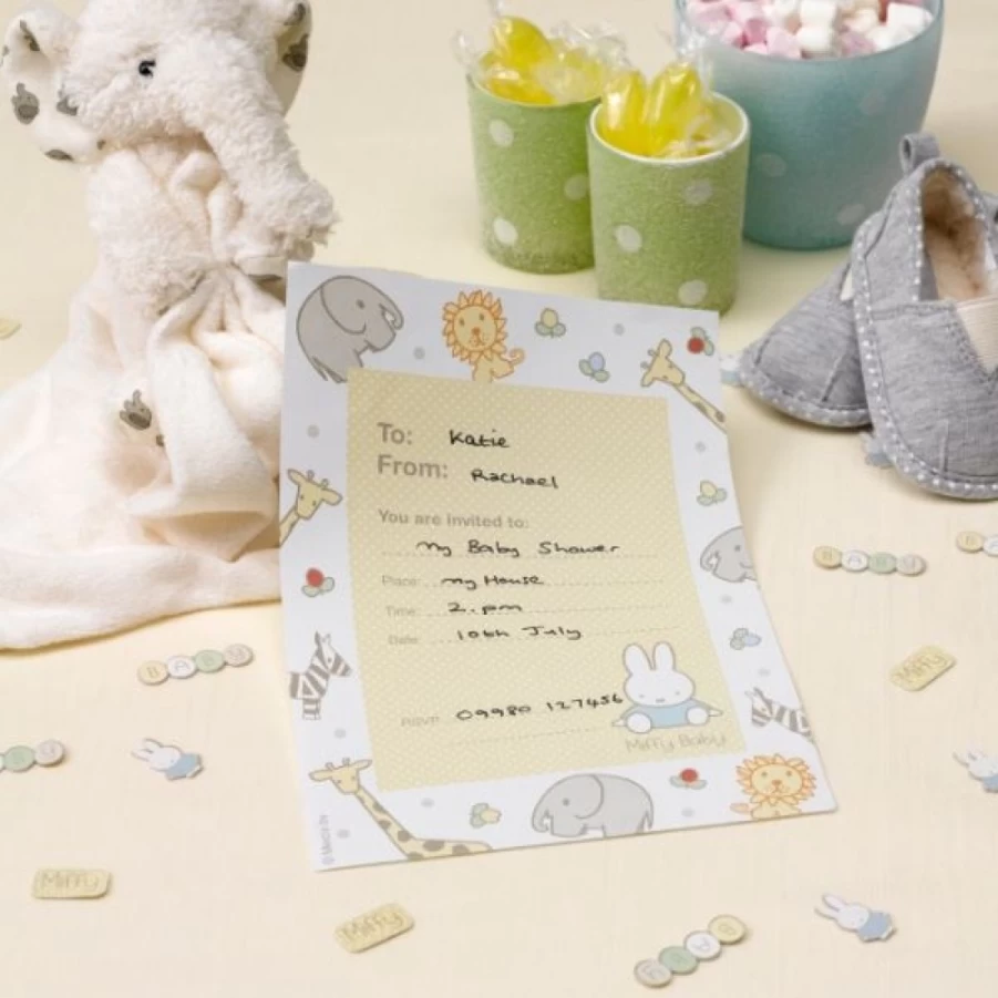 "Miffy Baby Shower Invitations - Pack of 10 Adorable Bunny-Themed Party Cards"