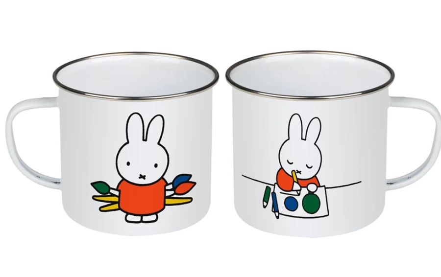 MIFFY Official Enamel Mug with Cute Painting Design - Durable & Stylish Travel Cup