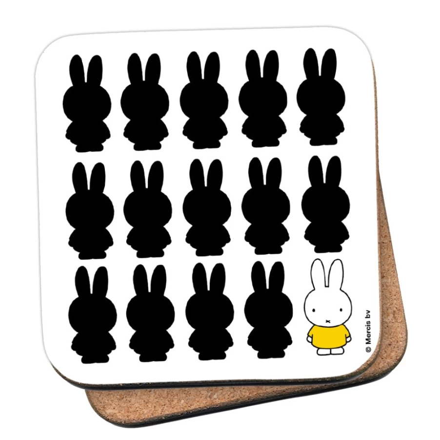 MIFFY Rabbit Silhouette Cork Coaster Set - Cute Dutch Cartoon Character Drink Mats