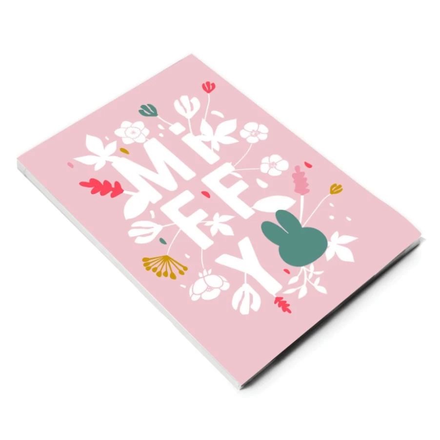 MIFFY Pink Floral A5 Notepad - Cute Bunny Design Notebook for Journaling & Notes