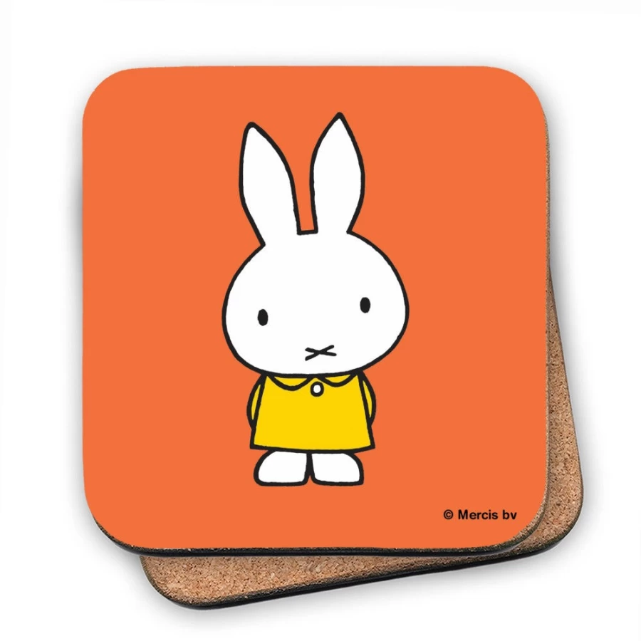MIFFY Yellow Dress Cork Coaster - Cute Bunny Design Drink Mat