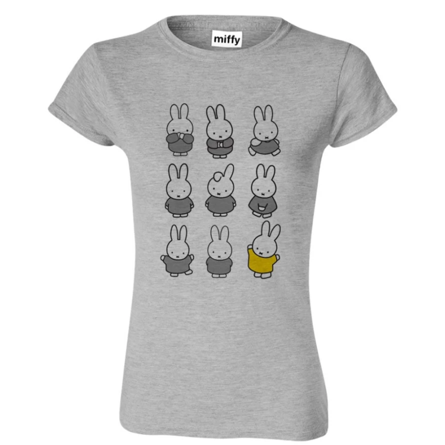 MIFFY Women's Yellow Floral Dress with Grey Graphic Print T-Shirt Style